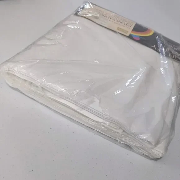 Medley White Vintage Full Flat Sheet Sears Perma Prest Percale Cotton Blend New - Picture 7 of 7